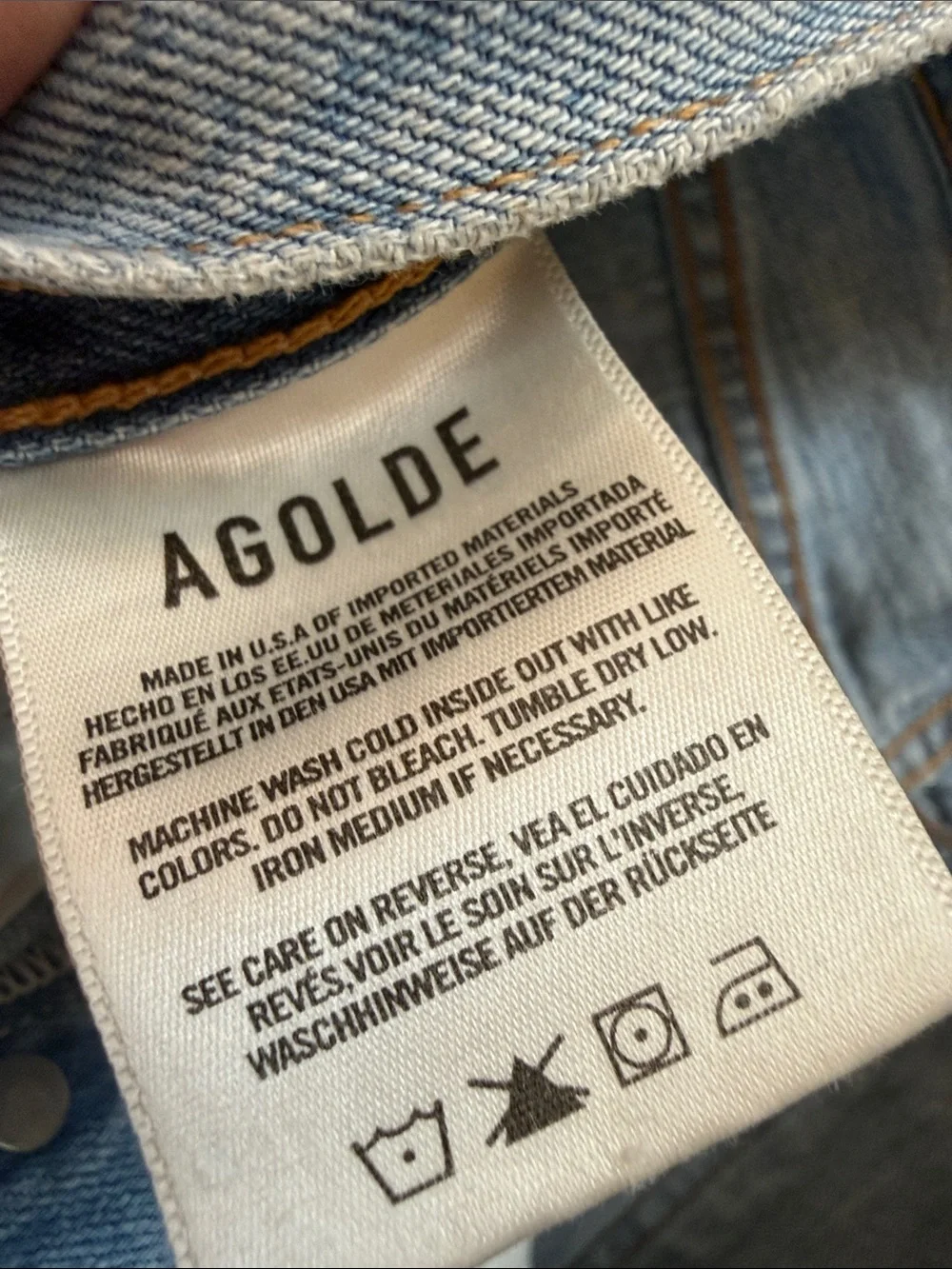 Agolde Jamie Light Wash Ripped Straight Jeans, size 24